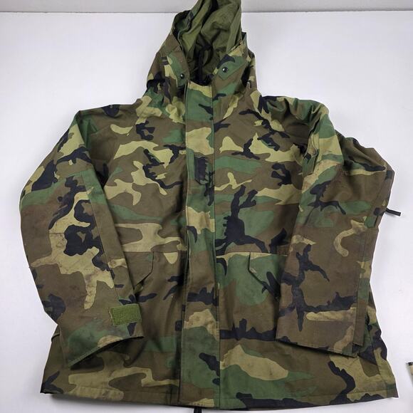 Vintage USGI ECWCS Parka Mens Large Regular Woodland Camo Cold Weather 90s - Picture 1 of 13